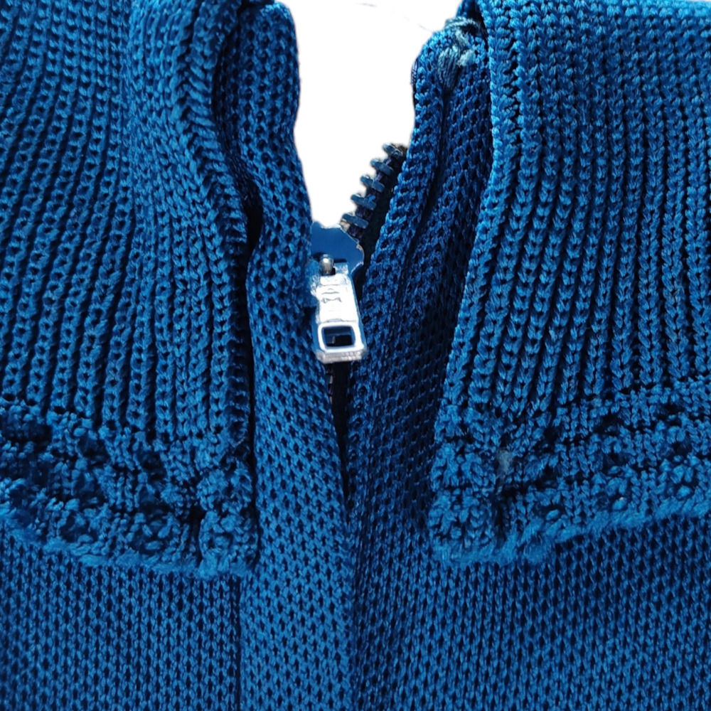 Vintage 60s Mod Knit Shift Dress Blue Union Made Rolled Collar Size XL - Picture 9 of 13